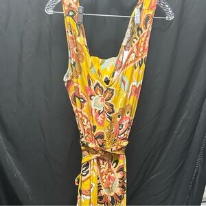 LOFT Vibrant Yellow and Orange Backless Dress